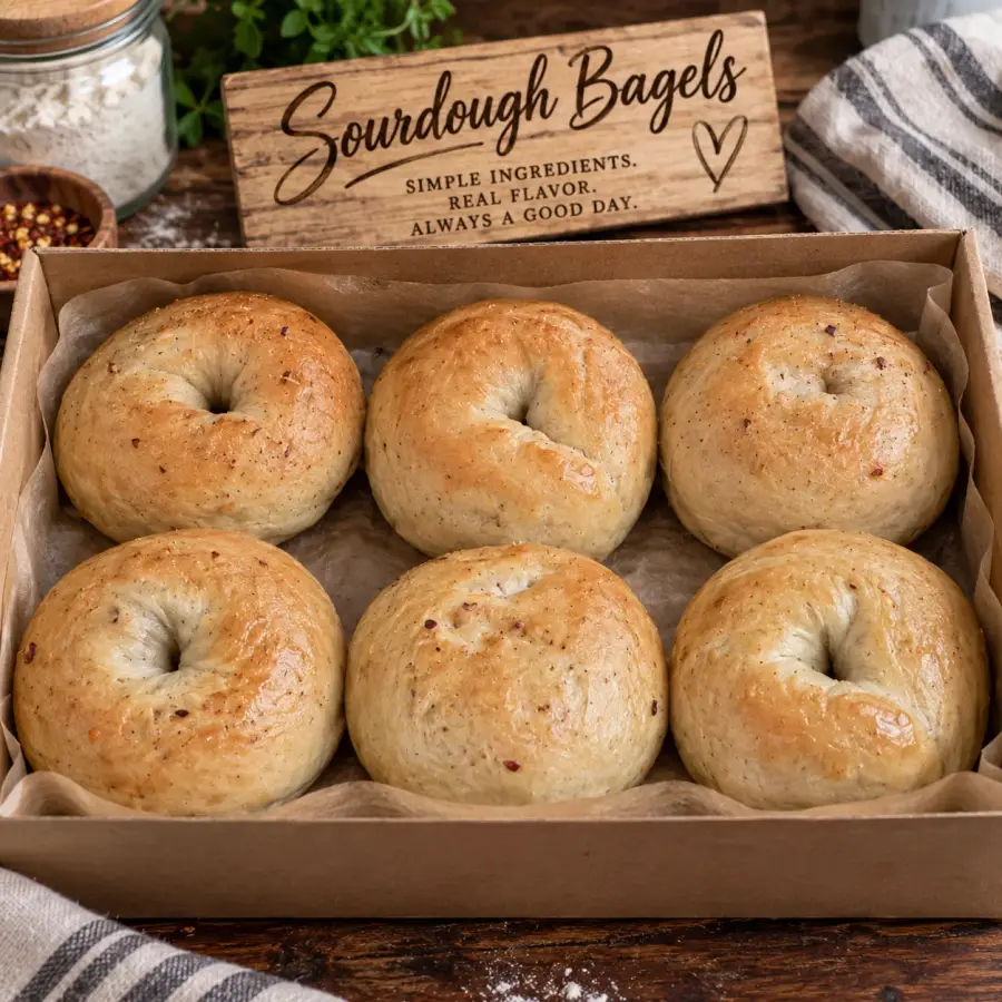 A tray of freshly baked Earth Born Roots sourdough bagels