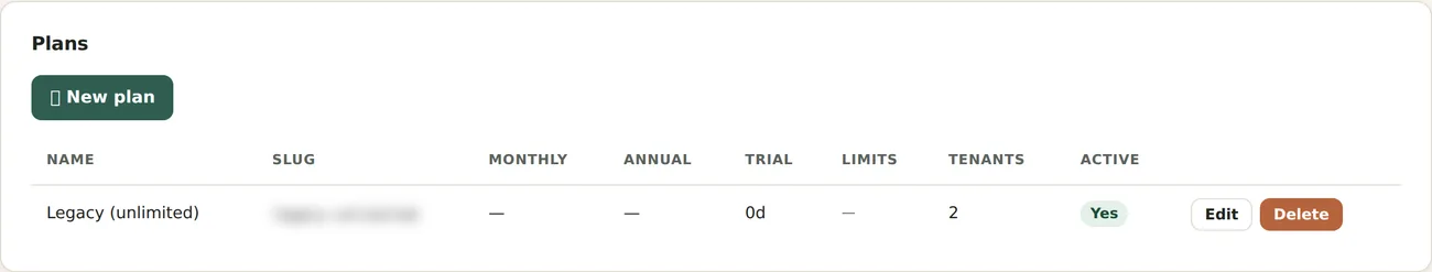 Billing in the platform admin.