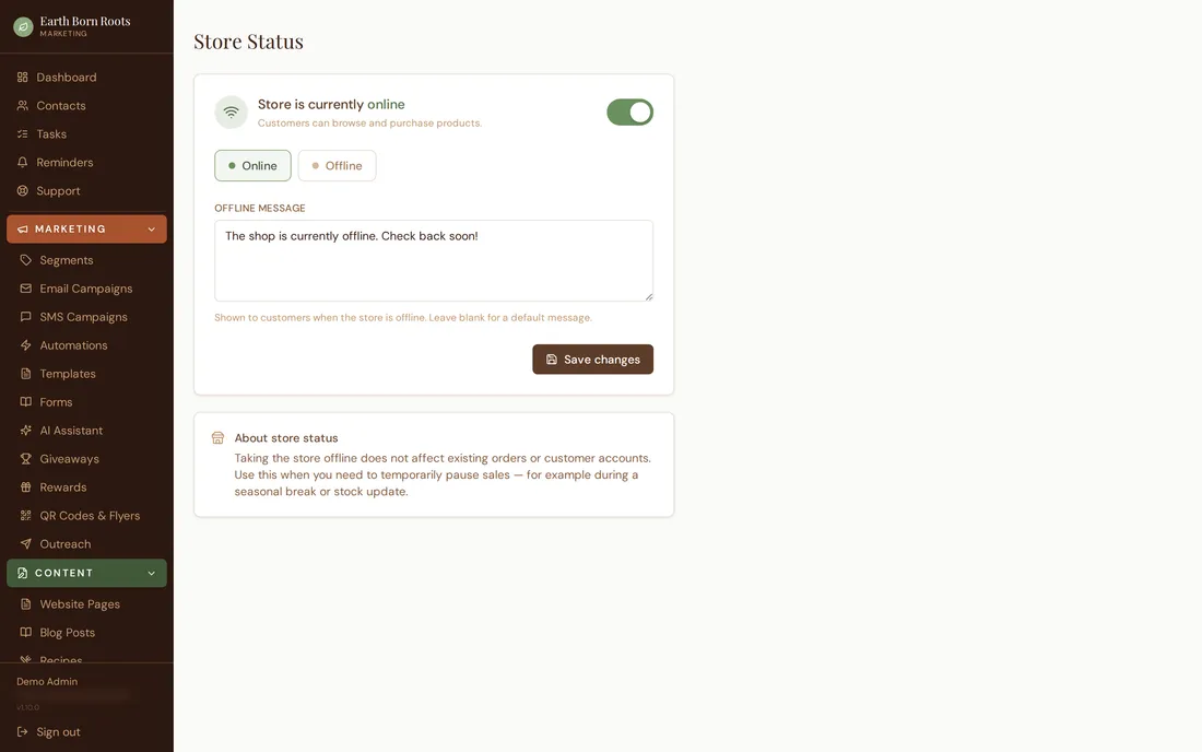 Fulfillment admin in Roots HQ.