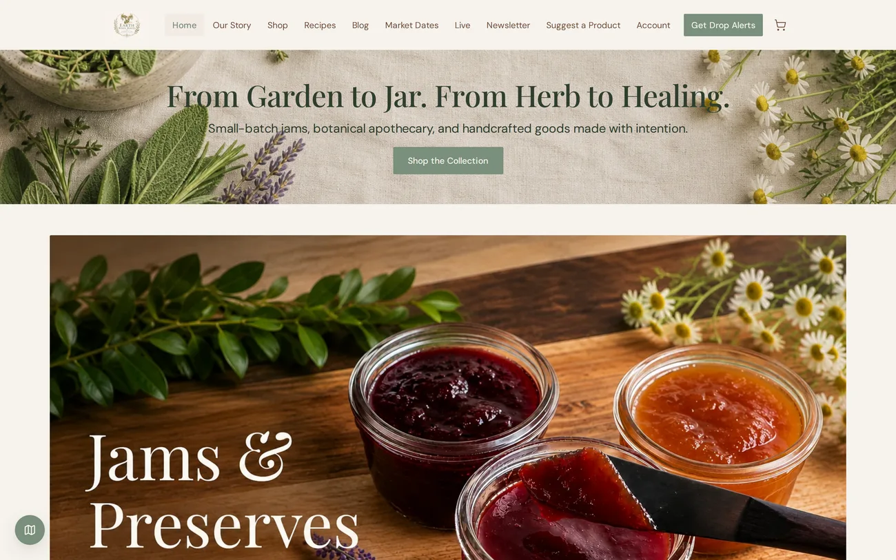 Roots HQ storefront home page.